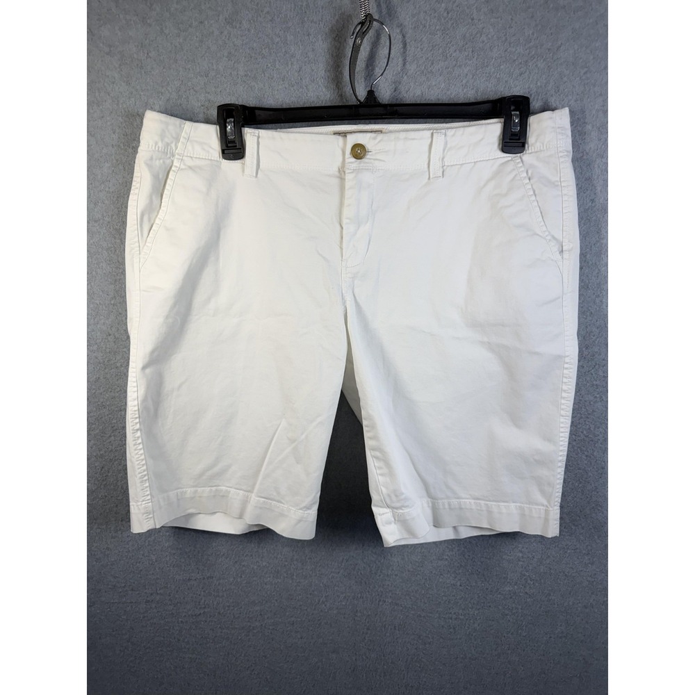 Old Navy Shorts Womens 16 White Twill Bermuda Low Rise Stretch Casual Summer